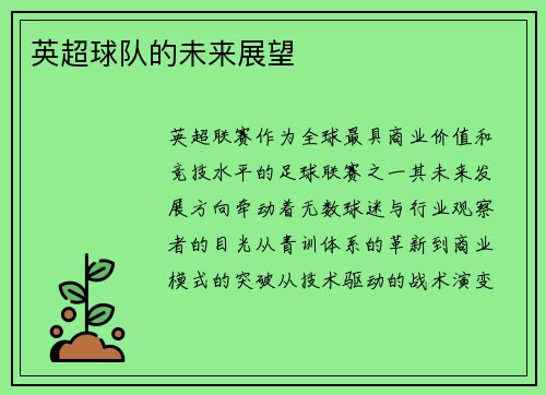 英超球队的未来展望
